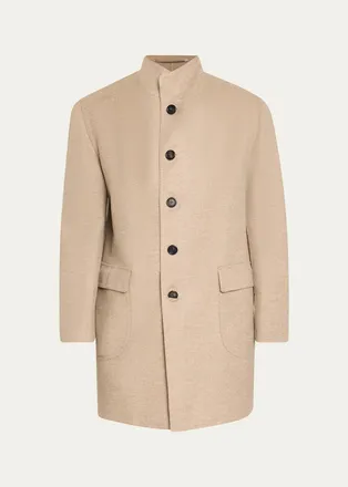 Cesare Attolini Mens Cashmere Flap-Pocket Carcoat