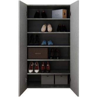 Dmora Armadio Multiuso 2 Ante Floro, 5 Ripiani, Apertura Manuale Made in Italy, 2 Ante, 63x114h cm Grigio Cemento
