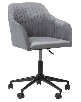 Beliani Silla de oficina giratoria terciopelo gris