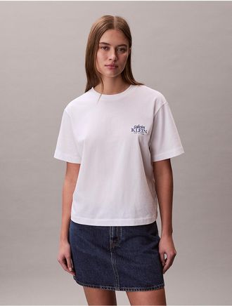 Calvin Klein Jeans Calvin Klein Womens Embroidered Logo Graphic Boxy T-Shirt - Open White - XL