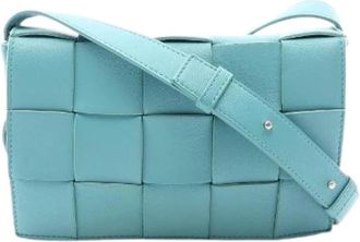 Bottega Veneta Pre-owned Cassette Maxi Intrecciato Schoudertas - Dames - Vintage Schoudertas - Blauw - ONE Size - Leer - Vintage