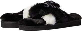 Juicy Couture Highnyss Slippers Black White Faux Fur Slide JOBB534