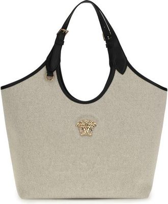 Versace Beige Cotton Shoulder Womens Bag