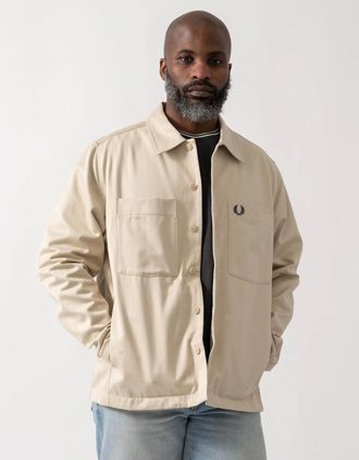 Fred Perry Mens Fred Perry Mens Twill Overshirt - Oatmeal 691 - Size: 38/Regular