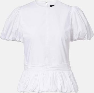 Rotate Alix peplum cotton poplin top