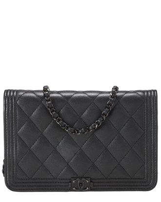 Chanel Black Caviar Leather Boy Wallet On Chain (Authentic Pre-Loved)