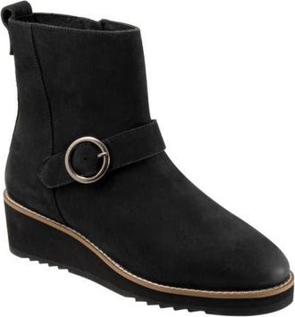 Softwalk Westland Platform Wedge Bootie in Black Nubuck at Nordstrom, Size 10.5