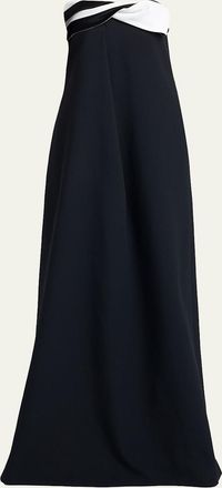 Tom Ford Bicolor Twisted Off-The-Shoulder Satin Gown