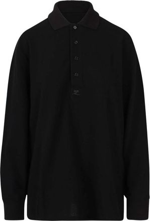 Courr&egrave;ges Oversized Polo - Heren - Polos - Zwart - S - Katoen - Tops