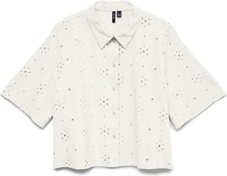 Vero Moda Opengewerkte blouse met korte mouwen in Engels kant