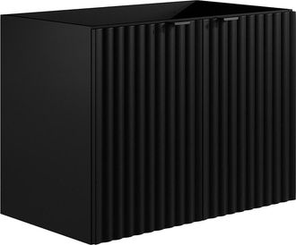 Vente-Unique Mueble flotante bajo lavabo estriado - Negro - Ancho 80 cm - ZILGA