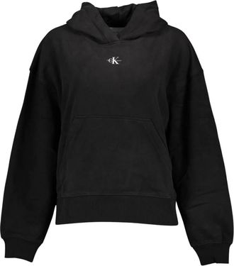 Calvin Klein Geborstelde Zwarte Katoenen Hoodie - Dames - Hoodies - Zwart - XL - Katoen - Hoodies & sweatvesten