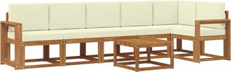 vidaXL Conjunto De Sof&aacute;s De Exterior 7 Uds. Natural Y Crema Vidaxl