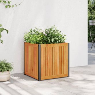 vidaXL Vidaxl - Jardinera De Madera Maciza De Acacia Y Acero 45x45x44 Cm