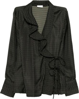 Dries Van Noten Black Ruffled Top