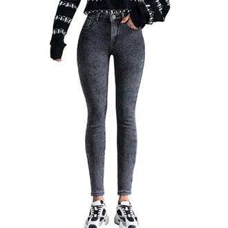 Generic Womens Jeans,Trousers for Women Winter High Waist Jeans for Women Thick Skinny Pants Fleece Lined Slim Stretch Warm Jeggings Ideal for Cold Grey