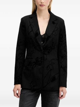 Desigual floral single-breasted jacket - Black