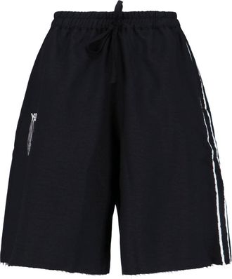 Yohji Yamamoto Sports Shorts In Black Recycled Fabric, Elasticated Mid-Rise