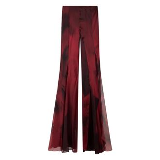 Alberta Ferretti Broeken, Dames, Rood, S, Palazzo Broek Elegant voor Elke Gelegenheid