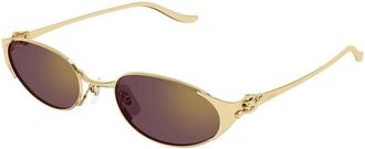 Cartier Zonnebril - Dames - Zonnebrillen - Geel - 53 MM - Nylon - Accessoires