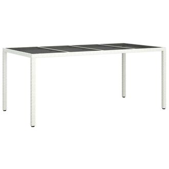 Berkfield Home Garden Dining Table White 190x90x75 cm Poly Rattan | Size: 190 x 90 x 75 cm