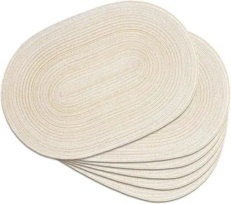 OEM Juego De Manteles Individuales Ovalados, 30, 5 X 44, 5 Cm, Antideslizante Lavable, Cocina Comedor (beige, Juego De 8, Juego De 8 Piezas