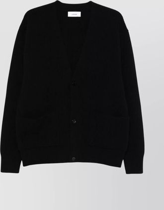 Lardini textured wool cardigan featuring pockets