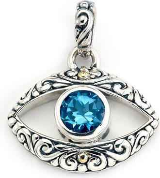 Samuel B. 18K Gold & Sterling Silver Blue Topaz Evil Eye Pendant at Nordstrom Rack