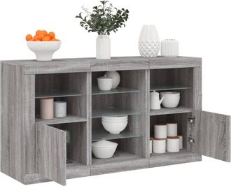 vidaXL Vidaxl - Aparador Con Luces Led Gris Sonoma 123x37x67 Cm