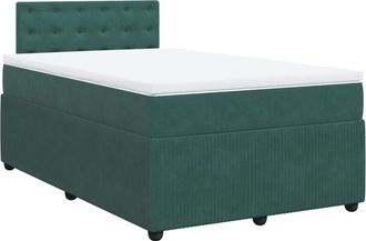 vidaXL Cama Box Spring Con Colch&oacute;n Terciopelo Verde Oscuro 120x190 Cm Vidaxl