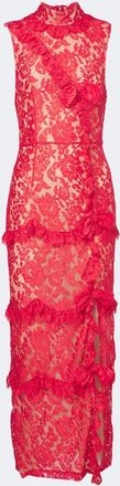 Alessandra Rich Bow-detail tiered lace cocktail dress