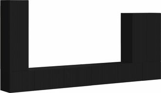vidaXL Conjunto De Mueble Para Tv De Pared 6 Uds. Negro Vidaxl