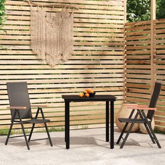 vidaXL Juego De Comedor De Jard&iacute;n 3 Piezas Negro Vidaxl