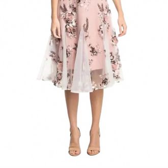 Dress The Population Flora Fit & Flare Dress In Pale Mauve Multi