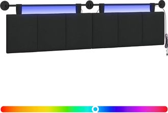 vidaXL Cabecero Colgante Con Luz Led Negro Tela Vidaxl