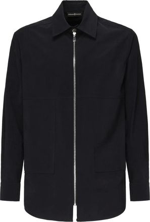 Giuliano Galiano Overhemden, Heren, Blauw, M, Blauw Overhemd met Ritssluiting