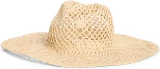 Nordstrom Floral Crochet Cowboy Hat in Natural at Nordstrom