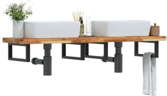 vidaXL Estante De Lavabo De Pared Acero Y Madera Maciza De Acacia Vidaxl