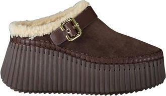 Chlo&eacute; Schoenen, Dames, Bruin, 37 EU, Leer, Nama Wedge Mules