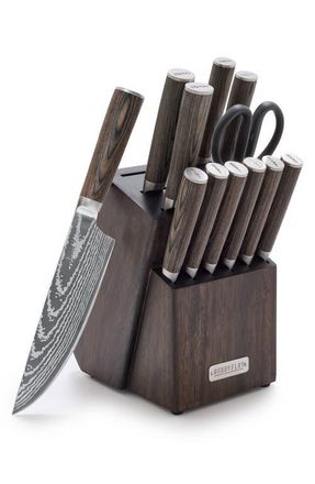 GreenPan x Bobby Flay Stainless Steel 13-Piece Knife Block Set in Brown at Nordstrom