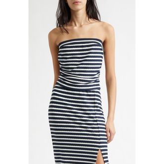 Ramy Brook Raya Stripe Strapless Top in Navy Stripe at Nordstrom, Size Xx-Small