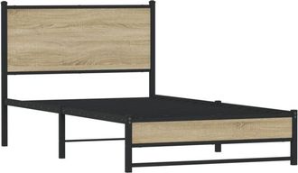 vidaXL Metal Bed Frame without Mattress Sonoma Oak 107x203 cm Vidaxl
