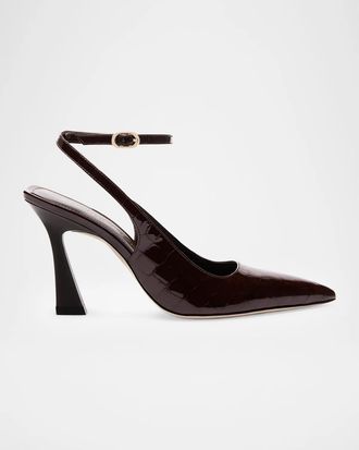 Stuart Weitzman 85mm Vinnie Patent Leather Ankle-Strap Pumps