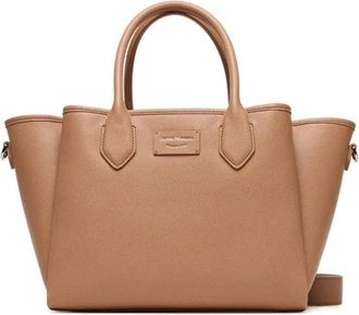 Emporio Armani Stijlvolle Logo Print Handtas met Afneembare Schouderband - Dames - Shoppers - Bruin - ONE Size - Tassen