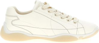 Prada White Lamb Leather Low Top Womens Sneakers