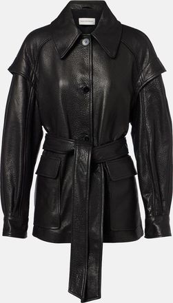 Nour Hammour Perrin belted leather jacket