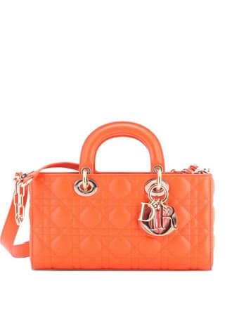 Dior Lady D-Joy Bag Cannage Quilt Lambskin Medium satchel - women - Calf Leather - One Size - Orange