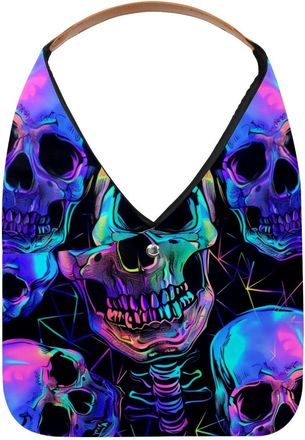 Generic Neon Robot Skeleton Reusable Lightweight Grocery Bags - Foldable Into Compact Pouch, Washable & Sturdy, Multipurpose for Shopping and Travel