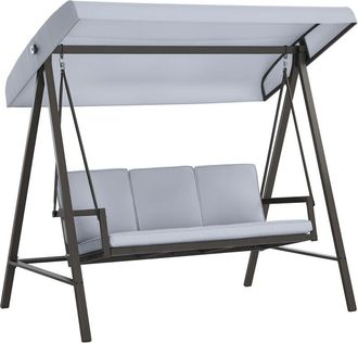 OUTSUNNY Columpio De Jard&iacute;n De 3 Plazas Balanc&iacute;n Exterior Jard&iacute;n Con Toldo Ajustable Cojines Extra&iacute;bles Y Estructura De Acero 200x125x175 Cm