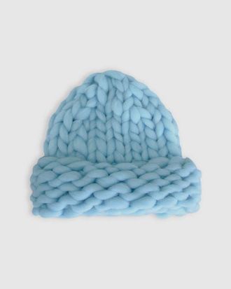 Belle & Bloom Snowflake Hand Knitted Beanie in Sky Blue at Nordstrom